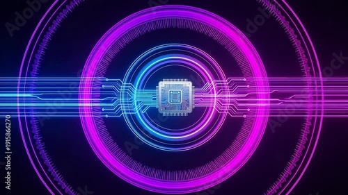 Wallpaper Mural Circuit board with glowing lines Torontodigital.ca