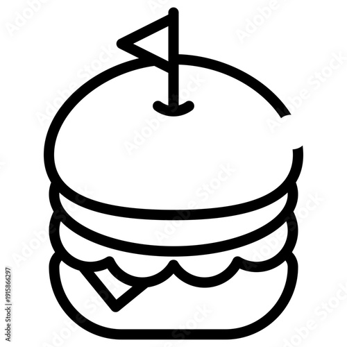 illustration of a burger junk food outline icon vector