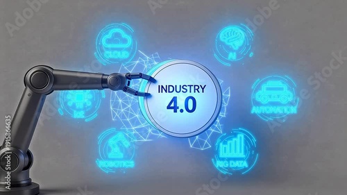 Wallpaper Mural Robot arm with Industry 40 icons Torontodigital.ca