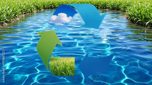 Wallpaper Mural Recycling symbol with nature elements Torontodigital.ca