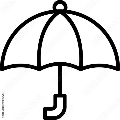 black and white umbrella outline icon vector