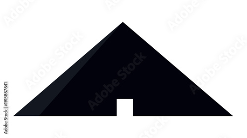 A simple, abstract graphic featuring a solid black triangular shape with a white rectangular cutout