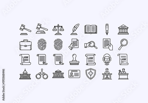 Vector Ilustration Concept Icon Set lawyer legal documents and symbols for Your Business