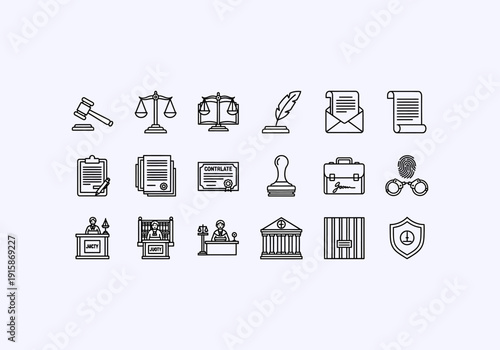 Vector Ilustration Concept Icon Set lawyer legal documents and symbols for Your Business