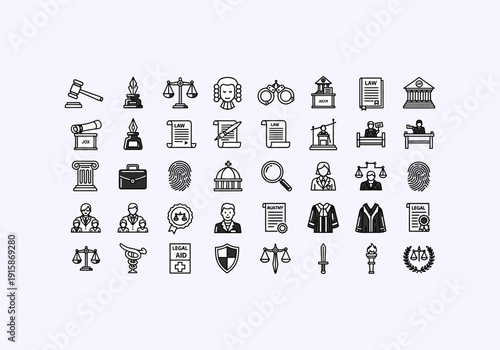 Vector Ilustration Concept Icon Set lawyer legal documents and symbols for Your Business