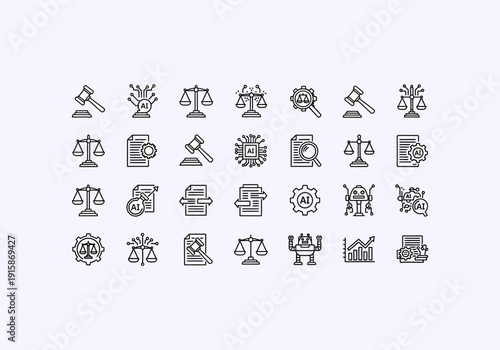 Vector Ilustration Concept Icon Set lawyer legal documents and symbols for Your Business