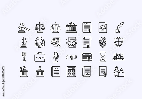 Vector Ilustration Concept Icon Set lawyer legal documents and symbols for Your Business