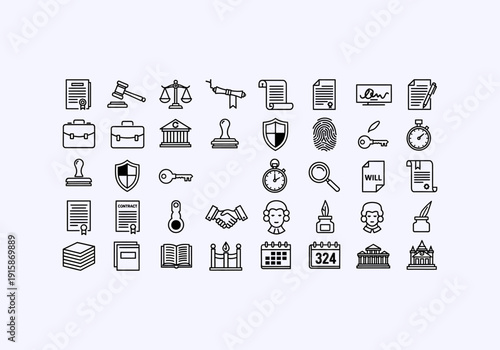 Vector Ilustration Concept Icon Set lawyer legal documents and symbols for Your Business