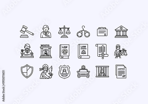 Vector Ilustration Concept Icon Set lawyer legal documents and symbols for Your Business