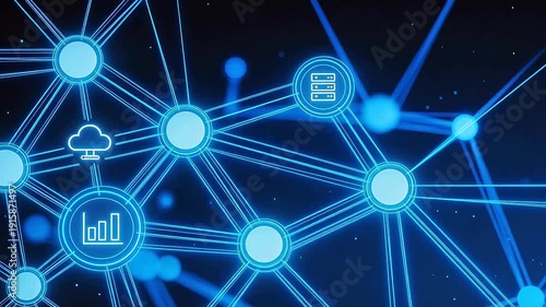 Wallpaper Mural Blue network connection nodes Torontodigital.ca