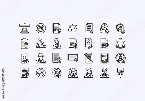 Vector Ilustration Concept Icon Set lawyer legal documents and symbols for Your Business
