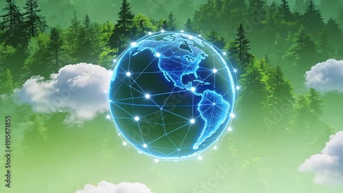 Wallpaper Mural Glowing globe in forest sky Torontodigital.ca