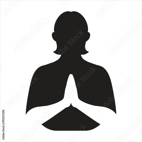 Silhouette of a person praying in peace Vector