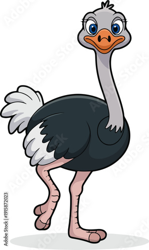 ostrich cartoon isolated on white