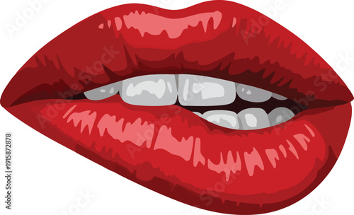 red lips isolated on white background