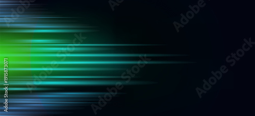 Black modern wide abstract technology background with glowing high-speed and movement light effect. Vector illustration