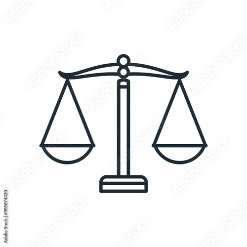 A simple line drawing of a balance scale on a black background