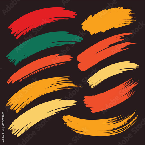 Collection of organic brush stroke textures with authentic ink effects for distressed and vintage design styles