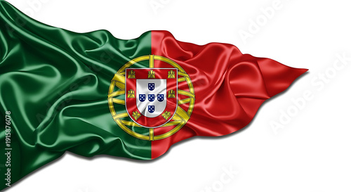 The national flag of portugal is depicted with its distinctive green and red colors and emblem.