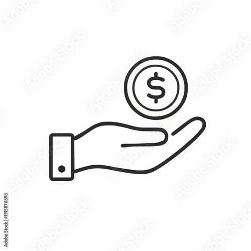 Money Payment Hand Line Icon Vector