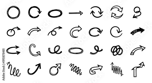 Hand drawn arrow icon set – sketch arrows vector collection