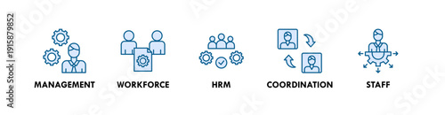 People Management banner web icon illustration concept with icon of management, workforce, hrm, coordination, staff