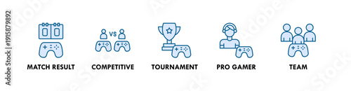 Esports banner web icon illustration concept with icon of match result, competitive, tournament, pro gamer, team