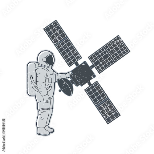 Astronaut with satellite, space exploration, technology, science