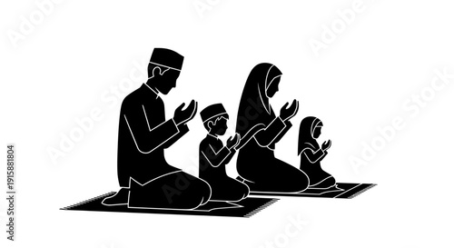 Family Praying Together Muslim.