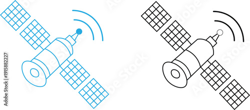 Satellite Communication Icon Vector – Space Technology and Orbit Signal Illustration