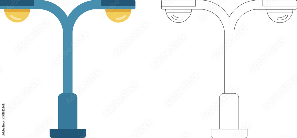 Obraz premium Street Light Lamp Icon Vector – Urban Road Lighting Pole Illustration