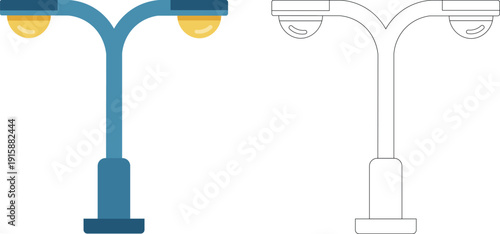 Street Light Lamp Icon Vector – Urban Road Lighting Pole Illustration