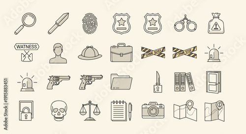 Collection of Simple Law Enforcement Icons.