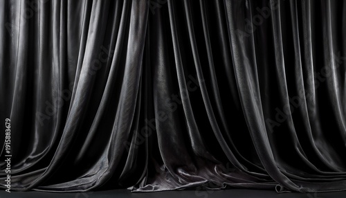 Elegant Black Velvet Curtain Draping Gracefully