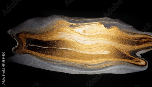 Glow Paper Grain Texture Painting Blot Abstract Gold Silver Stain On Black Background