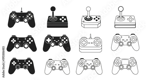Game controller and joystick icon set