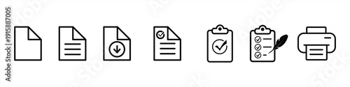 Office document icon set in line style. download, print office simple black style symbol sign for apps and website, vector illustration.eps10
