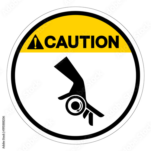 Caution Rotating Shaft Hazard Symbol Sign,Vector Illustration, Isolated On White Background Label.EPS10