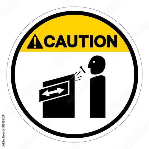 Caution Slide and Die On Roll Threader Hazard Symbol Sign ,Vector Illustration, Isolate On White Background Label.EPS10
