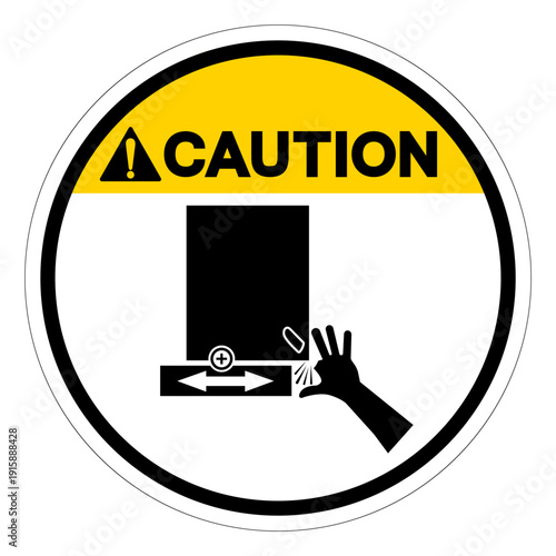 Caution Slide and Die On Roll Threader Hazard Symbol Sign ,Vector Illustration, Isolate On White Background Label.EPS10