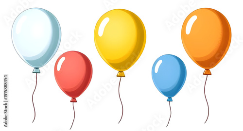balloons, colorful, illustration, isolated, party, celebration, festive, birthday, event, fun, joy, happy, cheerful, decoration, decor, holiday, carnival, festival, kids, children, playful, cute, vibr
