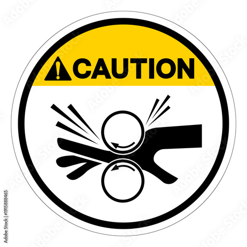 Caution Rotating Roller Hazard Symbol Sign ,Vector Illustration, Isolate On White Background Label.EPS10
