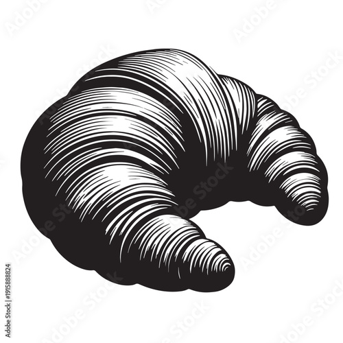Black Croissant Silhouette Vector, High Quality Illustration on White Background