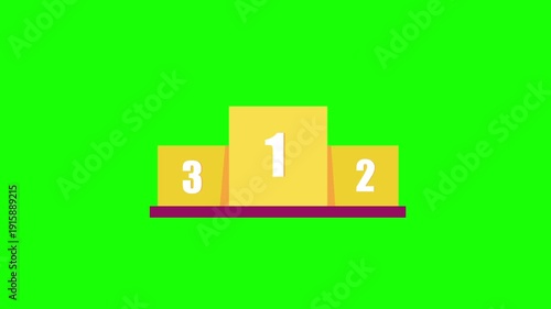 Victory podium simple icon animation, green background cartoon concept, 4k video
