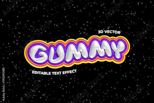 Gummy 3d inflated editable text effect	