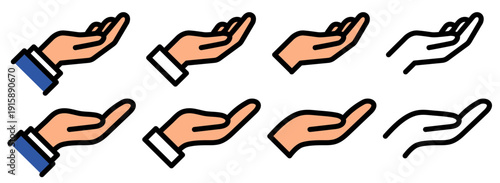 サポート・寄付・提供を表す手のアイコン集