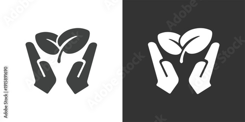 Nature Protection in Hands icon. Solid glyph series icon