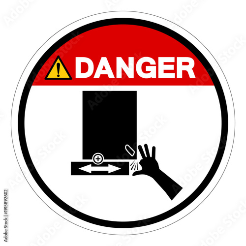 Danger Slide and Die On Roll Threader Hazard Symbol Sign ,Vector Illustration, Isolate On White Background Label.EPS10