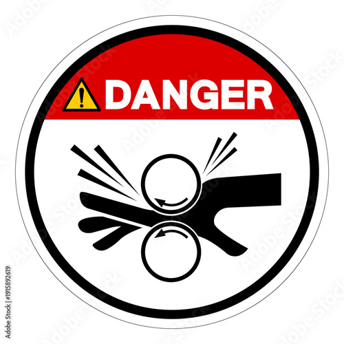 Danger Rotating Roller Hazard Symbol Sign ,Vector Illustration, Isolate On White Background Label.EPS10