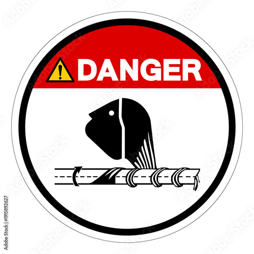 Danger Hair Entanglement Rotating Shaft Symbol Sign,Vector Illustration, Isolated On White Background Label.EPS10